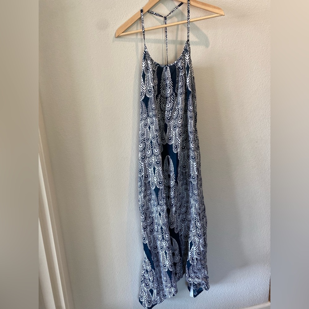 Roxy maxi cotton sundress, blue and white batik patter size XS